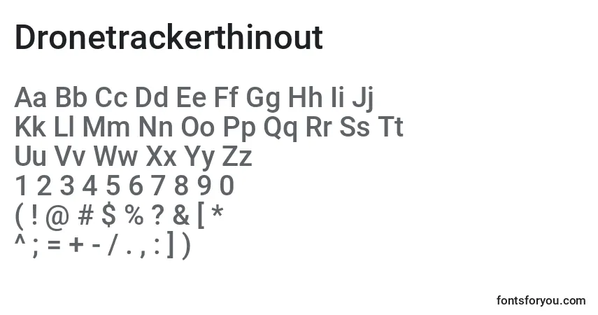 Czcionka Dronetrackerthinout – alfabet, cyfry, specjalne znaki