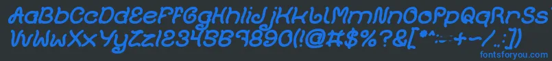 Czcionka Plant On Lawn Bold Italic – niebieskie czcionki na czarnym tle