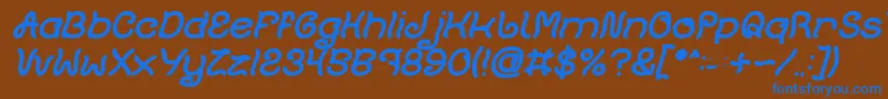 Fonte Plant On Lawn Bold Italic – fontes azuis em um fundo marrom