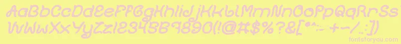 Fonte Plant On Lawn Bold Italic – fontes rosa em um fundo amarelo