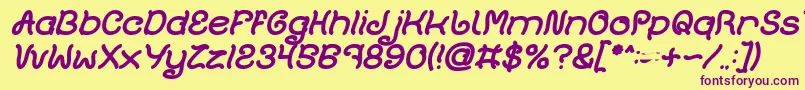 Plant On Lawn Bold Italic Font – Purple Fonts on Yellow Background