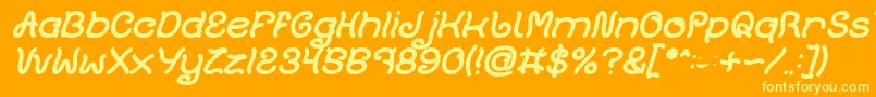 Plant On Lawn Bold Italic-Schriftart – Gelbe Schriften auf orangefarbenem Hintergrund