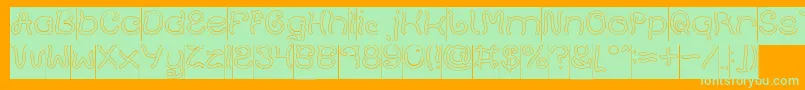 Plant On Lawn Hollow Inverse-Schriftart – Grüne Schriften auf orangefarbenem Hintergrund