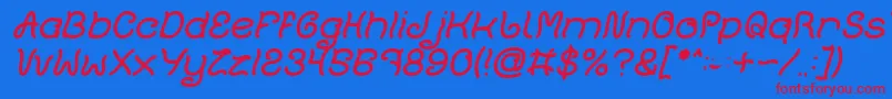 Plant On Lawn Italic Font – Red Fonts on Blue Background