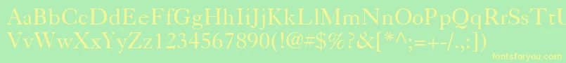 フォントCaslon540LtRoman – 黄色の文字が緑の背景にあります