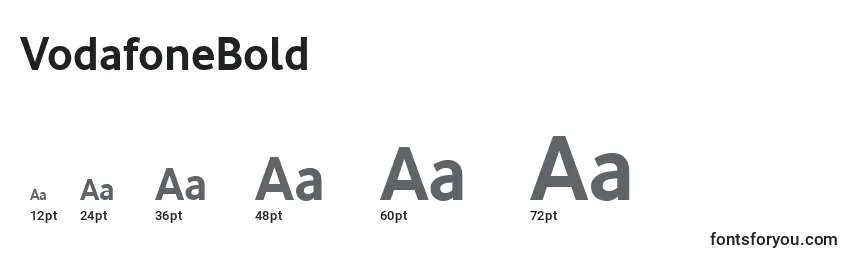 sizes of vodafonebold font, vodafonebold sizes