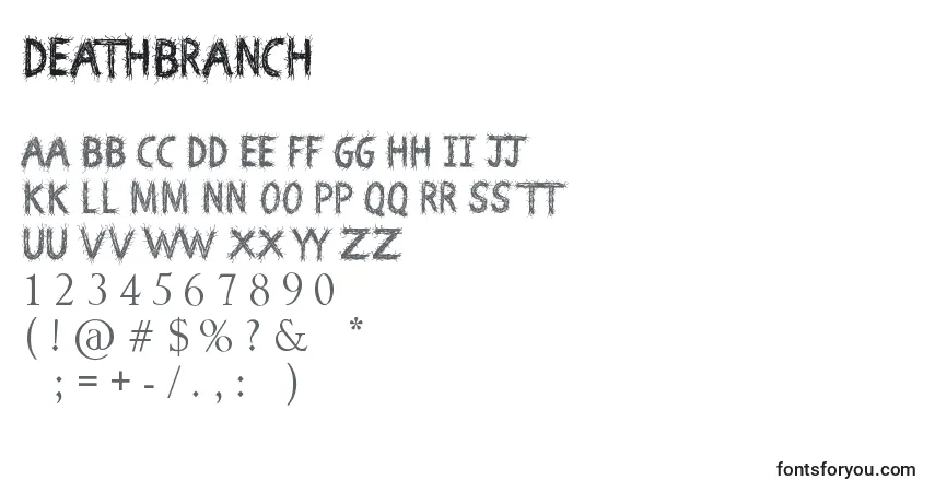 characters of deathbranch font, letter of deathbranch font, alphabet of  deathbranch font