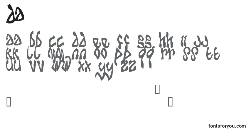 characters of da font, letter of da font, alphabet of  da font