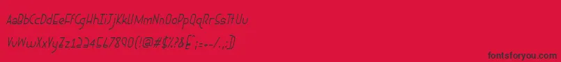 Fonte Ephemerianthinitalic – fontes pretas em um fundo vermelho