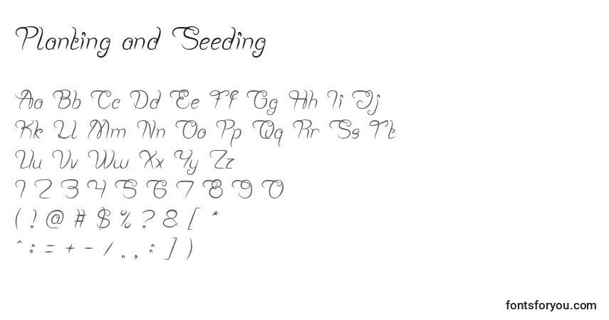 A fonte Planting and Seeding – alfabeto, números, caracteres especiais