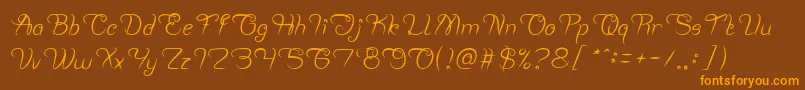 フォントPlanting and Seeding – オレンジ色の文字が茶色の背景にあります。