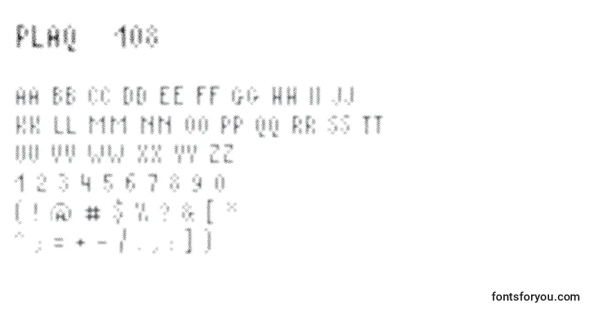 A fonte Plaq   108 – alfabeto, números, caracteres especiais