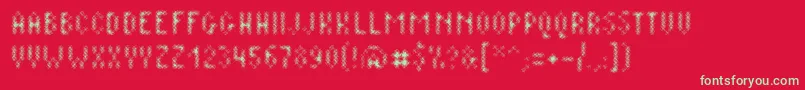 Plaq   108 Font – Green Fonts on Red Background