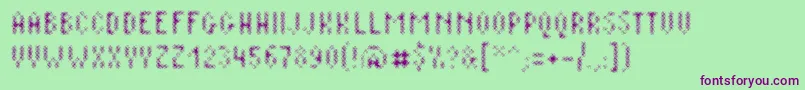 Plaq   108 Font – Purple Fonts on Green Background