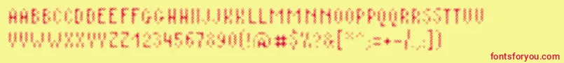 Plaq   108 Font – Red Fonts on Yellow Background