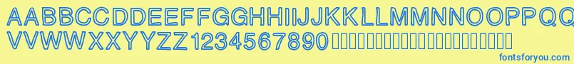 PLAQUE-Schriftart – Blaue Schriften auf gelbem Hintergrund