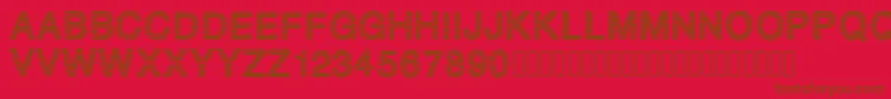 PLAQUEZIP-Schriftart – Braune Schriften auf rotem Hintergrund