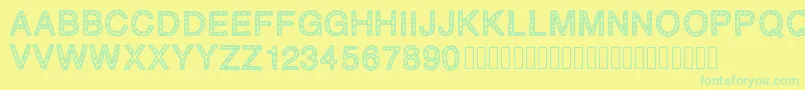 PLAQUEZIP-Schriftart – Grüne Schriften auf gelbem Hintergrund