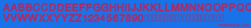 PLAQUEZIP Font – Red Fonts on Blue Background