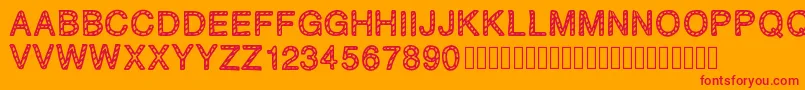 フォントPLAQUEZIP – オレンジの背景に赤い文字