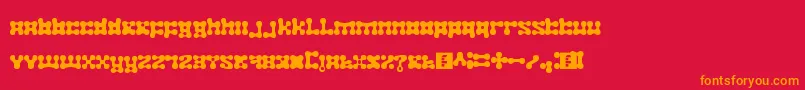 フォントplastelina – 赤い背景にオレンジの文字