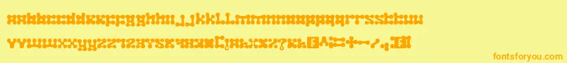フォントplastelina – オレンジの文字が黄色の背景にあります。