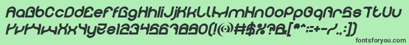 フォントPLASTIC Bold Italic – 緑の背景に黒い文字