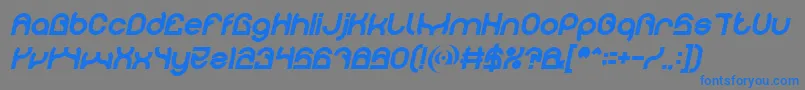 フォントPLASTIC Bold Italic – 灰色の背景に青い文字