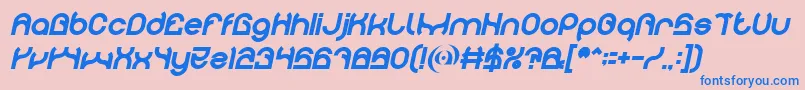 PLASTIC Bold Italic-Schriftart – Blaue Schriften auf rosa Hintergrund