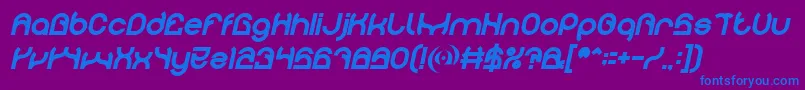 フォントPLASTIC Bold Italic – 紫色の背景に青い文字