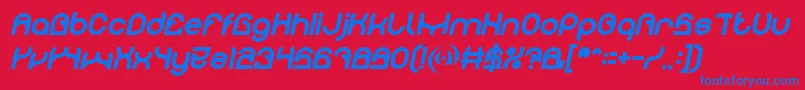 フォントPLASTIC Bold Italic – 赤い背景に青い文字