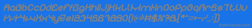 PLASTIC Bold Italic-Schriftart – Graue Schriften auf blauem Hintergrund