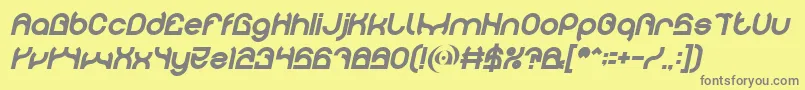 Czcionka PLASTIC Bold Italic – szare czcionki na żółtym tle