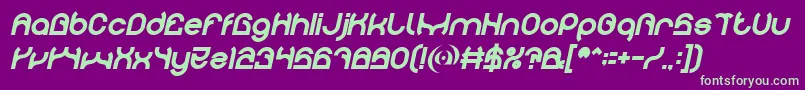 Fonte PLASTIC Bold Italic – fontes verdes em um fundo violeta