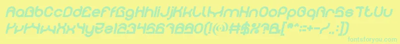 PLASTIC Bold Italic-Schriftart – Grüne Schriften auf gelbem Hintergrund