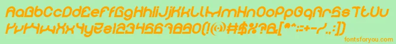 PLASTIC Bold Italic-Schriftart – Orangefarbene Schriften auf grünem Hintergrund