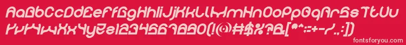 PLASTIC Bold Italic-Schriftart – Rosa Schriften auf rotem Hintergrund