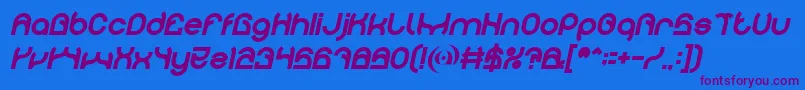 PLASTIC Bold Italic Font – Purple Fonts on Blue Background
