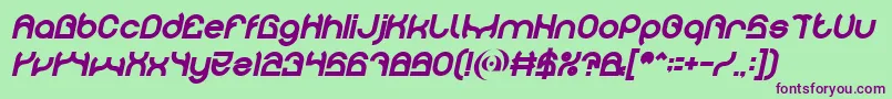 Шрифт PLASTIC Bold Italic – фиолетовые шрифты на зелёном фоне