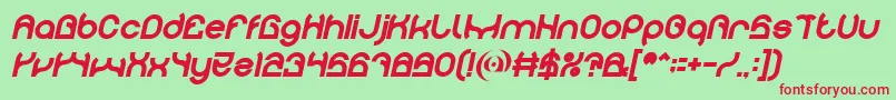 フォントPLASTIC Bold Italic – 赤い文字の緑の背景