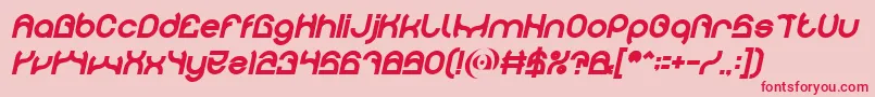 PLASTIC Bold Italic-fontti – punaiset fontit vaaleanpunaisella taustalla