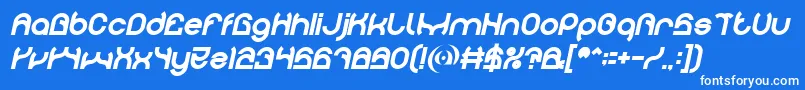 Fonte PLASTIC Bold Italic – fontes brancas em um fundo azul