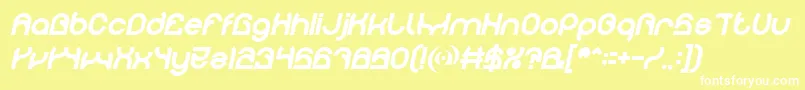 Шрифт PLASTIC Bold Italic – белые шрифты на жёлтом фоне