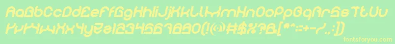 フォントPLASTIC Bold Italic – 黄色の文字が緑の背景にあります