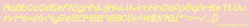 Fonte PLASTIC Bold Italic – fontes amarelas em um fundo rosa