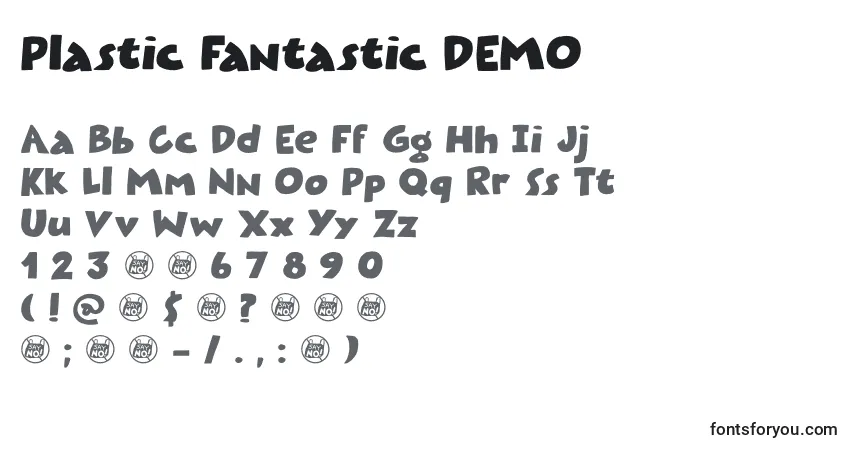 A fonte Plastic Fantastic DEMO – alfabeto, números, caracteres especiais