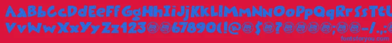 Plastic Fantastic Dots DEMO-Schriftart – Blaue Schriften auf rotem Hintergrund