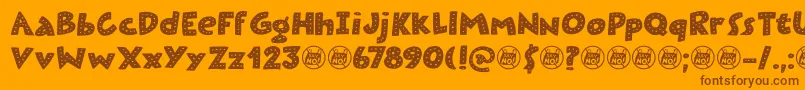 Saiba mais sobre a fonte Plastic Fantastic Dots DEMO Fonte Plastic Fantastic Dots DEMO – fontes marrons em um fundo laranja