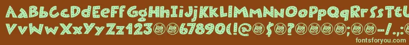 Plastic Fantastic Dots DEMO-fontti – vihreät fontit ruskealla taustalla