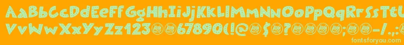 Plastic Fantastic Dots DEMO-Schriftart – Grüne Schriften auf orangefarbenem Hintergrund